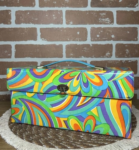 Psychedelic Vinyl Cassette Storage Carrying Case 1960s Vintage MOD Groovy - Picture 1 of 3