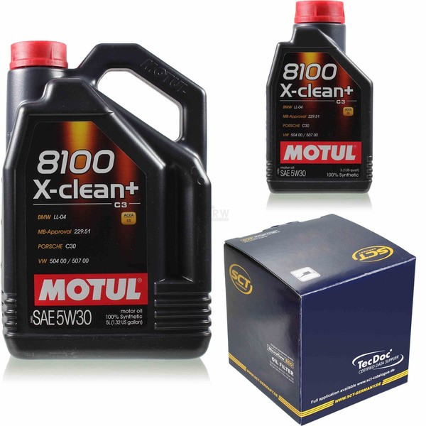 SCT Inspektionspaket 6L Motul 8100 X-Clean+ 5W-30 FüR VW Passat 2.0 TDI 1.6-image