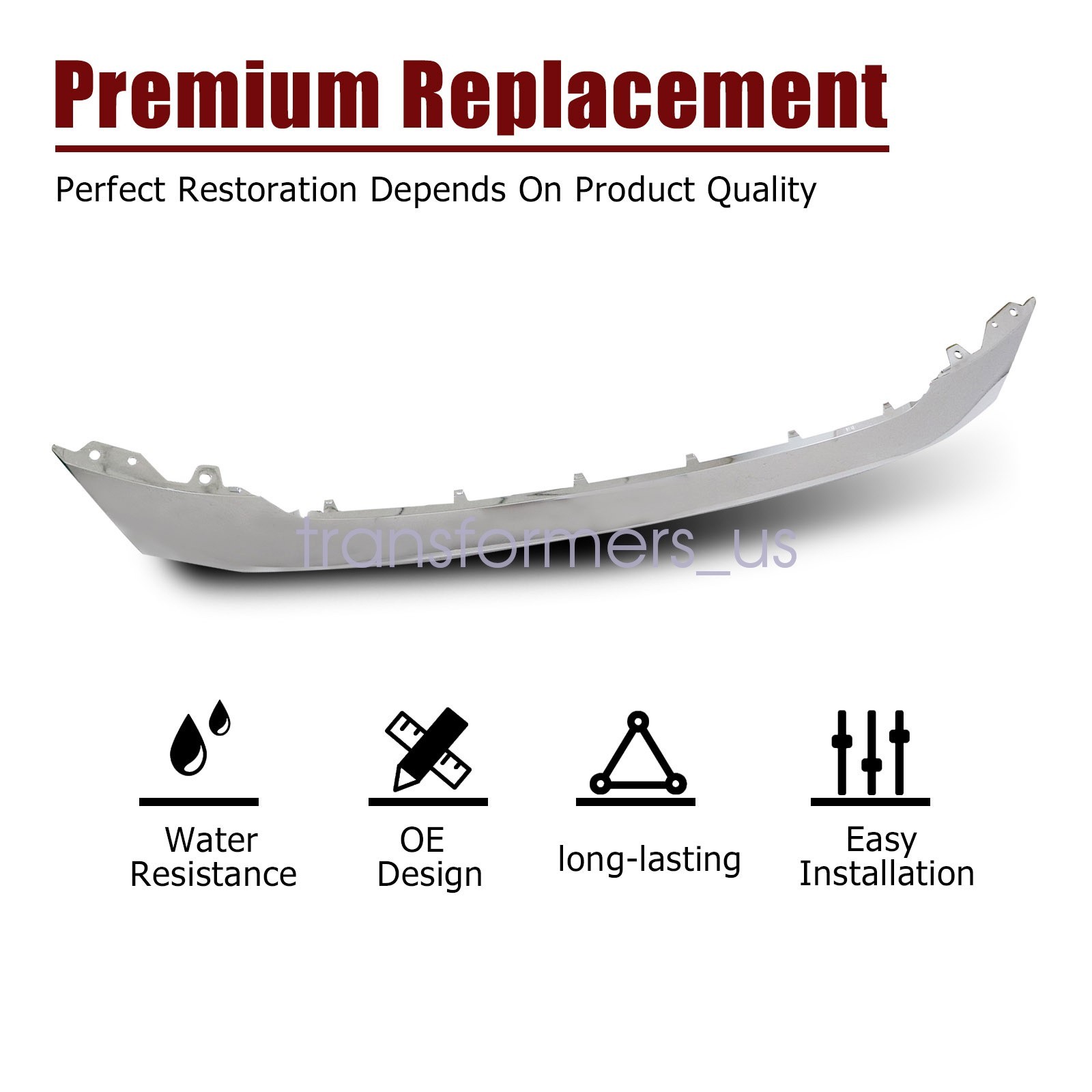 For 2017 18 2019 GMC Acadia Front Bumper Skid Plate Trim Valance Chrome ...