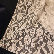 Vintage White Cream Lace Fabric Floral Pattern 72x36in Craft Sewing Decor