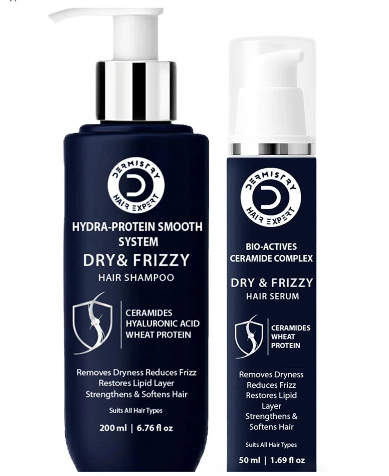 DERMISTRY SET OF 2 DRY FRIZZY HAIR SHAMPOO 200ML SERUM 50ml
