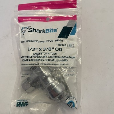 New SharkBite Brass 1/2-in Push-to-Connect x 3/8-in OD Compression Quarter Turn