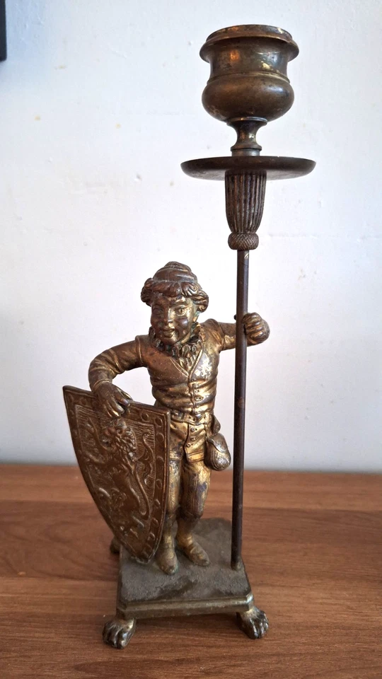 Paire de bougeoir ancien bronze - Photo 3/4