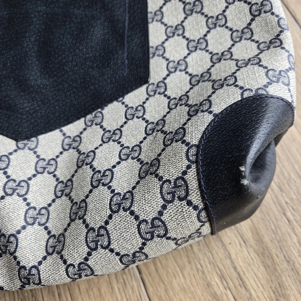 Bolso de Mano GUCCI GG Supreme De Colección Monograma Lona Azul Marino y Gris Foto 4 de 4