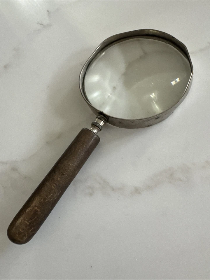 Antigua lupa victoriana francesa con mango de madera hecha en FRANCIA de colección Foto 4 de 4
