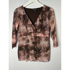 Vtg Y2K INC Mesh Babydoll Top Sz L Brown Pink Fairy Grunge Whimsigoth