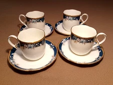 Noritake Bone China 9742 Sandhurst Cup & Saucer gold trim Set of 4 Japan