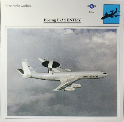 Boeing E-3 E3 E 3 Sentry Plane Picture Original Aircraft Info Collector Card    