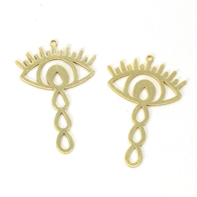 2 Stck. Vergoldet Edelstahl Filigran Auge Charm Anhänger 30x44mm GQZ08-G