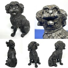 Ancienne Statue Statuette Chien Caniche Royal Assis Art Déco
