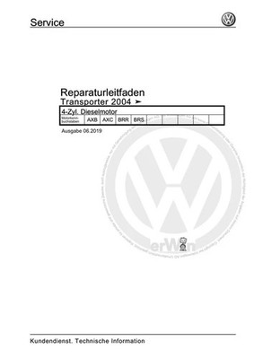 VW Transporter (2003 2007) Reparaturanleitung PDF | 4-Zylinder Dieselmotor |