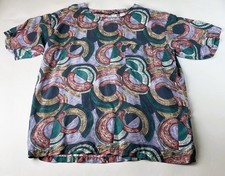 VTG 90s Silk Pitti Uomo Abstract Geometric Pattern pocket Lounge Shirt M