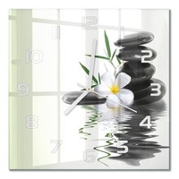 Wanduhr Aus Glas Mit Leisem Uhrwerk Orchidee Und Steine WeißE Zeiger 30X30 Cm