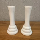 Lot Of 2 Vintage Milk Glass Bud 6” Vase by Randall