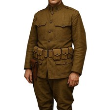 WW1 Soldier Uniform US Army Military Uniform Army Brown Wool Jacket