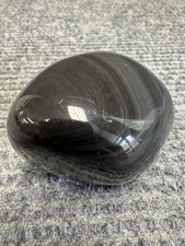 Natural Silver Sheen Obsidian Palm Stone - Large 3" Polished Flashy Crystal Orb