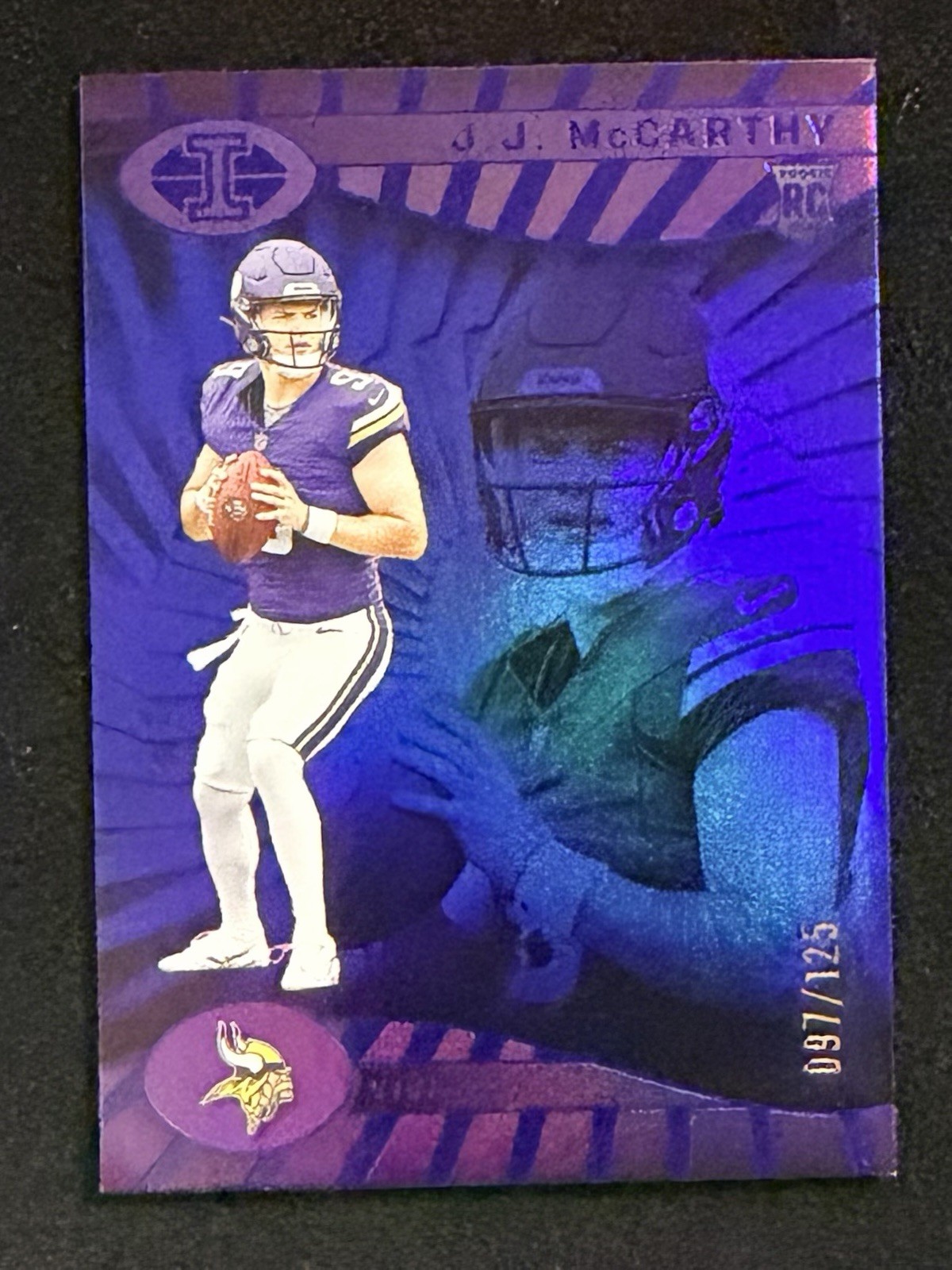 2024 Panini Illusions - J.J. McCarthy (RC) #100 Blue Trophy Collection /125
