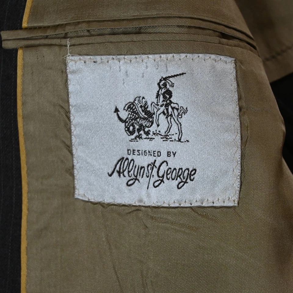 Vtg USA Made 44L 38x34 Brown Striped Wool Mens Jacket Pants Suit - Image 4 of 4