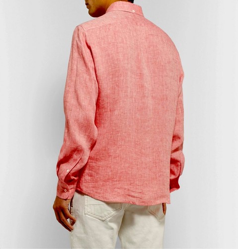 $850. NEW BRUNELLO CUCINELLI 100% LINEN LEISURE FIT BUTTON DOWN PINK SHIRT SMALL - Picture 15 of 17