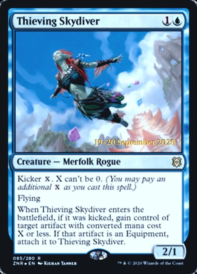 1x Thieving Skydiver - Foil - Prerelease Promo MTG - Zendikar Rising - Light Pla