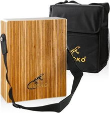 Travel Cajon Drum - Wooden Percussion Box Musical Instrument with Carrying Bag
