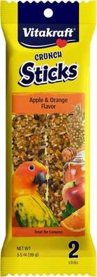 Vitakraft Crunch Sticks Apple & Orange Flavor Bird Treat for Conures (2 Sticks),