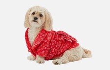 Merry & Bright Pet Dog Puppy Red Winter Snowflake Robe Bathrobe Size Large