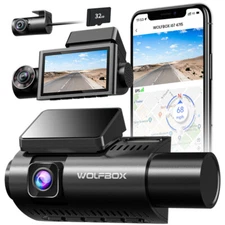 WOLFBOX I07 Dashcams For Cars Front and Rear 4k+1080P Dash Cam