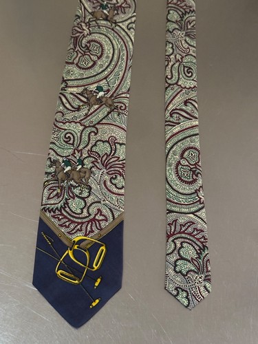 Polo Ralph Lauren Tie Men's 57.5” Long Vintage Silk Equestrian Tack Horse Pony - Picture 3 of 16