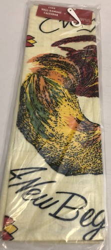 Teiera vintage 1988 tessuto cotone calendario da parete gallo nuovo sigillato regalo F1 - Foto 5 di 5