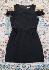 NWT $79.99 Ann Taylor LOFT Cold Shoulder Strappy Little Black Dress 12 Large