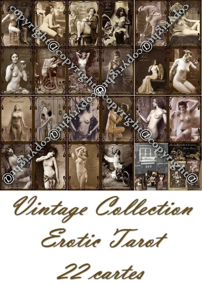 Antigua baraja de cartas del tarot arte erótico raro burdel cartomancia oráculo Foto 2 de 4