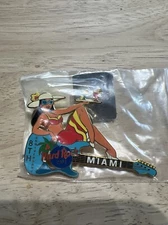 Hard Rock Cafe MIAMI 2001 8th Anniversary Cocktail Server Girl on Guitar Pin