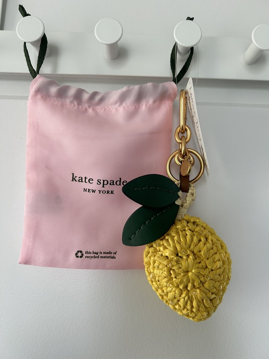 Kate Spade Lemon Drop Beaded Crochet Key Fob Bag Charm