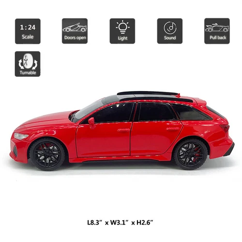 1:24 Audi RS6 Avant Model Car Wagon Die-cast Toy Cars Toys Collection Pull Back - Picture 2 of 20