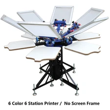 6 Color Screen Printing Press Printer Machine Equipment 6 Station DIY T-shirt