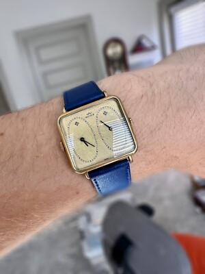 Vintage Royce Dual Time Mens Watch Art Deco Incabloc Swiss Rare 1950s  