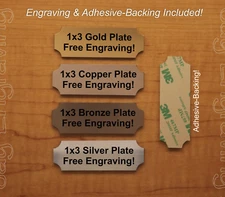 Custom Engraved 1x3-inch Gold Copper Bronze or Silver Plate Plaque Sign Adhesive