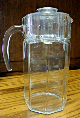 Luminarc France  64 oz Pitcher Jug Glass Cristal D  Arques ARC w/Lid Vintage i27