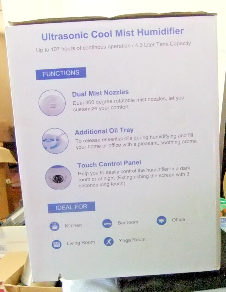 Humidificador ultrasónico de llenado superior Kedsum 4,3 L Foto 2 de 4