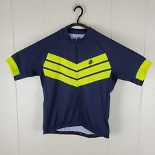Hincapie Cycling Shirt Mens Large Blue Mock Neck Short Sleeve Logo Pocket