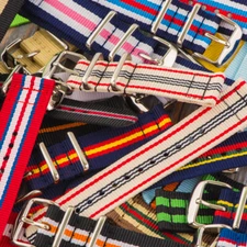 2 Piece Classic Ballistic STRIPED 2 Nylon Replacement Watch Strap Band