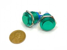 2 x Green Push Button Switch Metal Normally opened 16mm Round IP67 Momentary G3