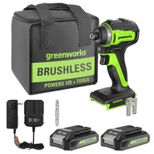 Greenworks 24V Cordless Impact Driver 1950 in-lbs w/ 2 2Ah Battery and Charger