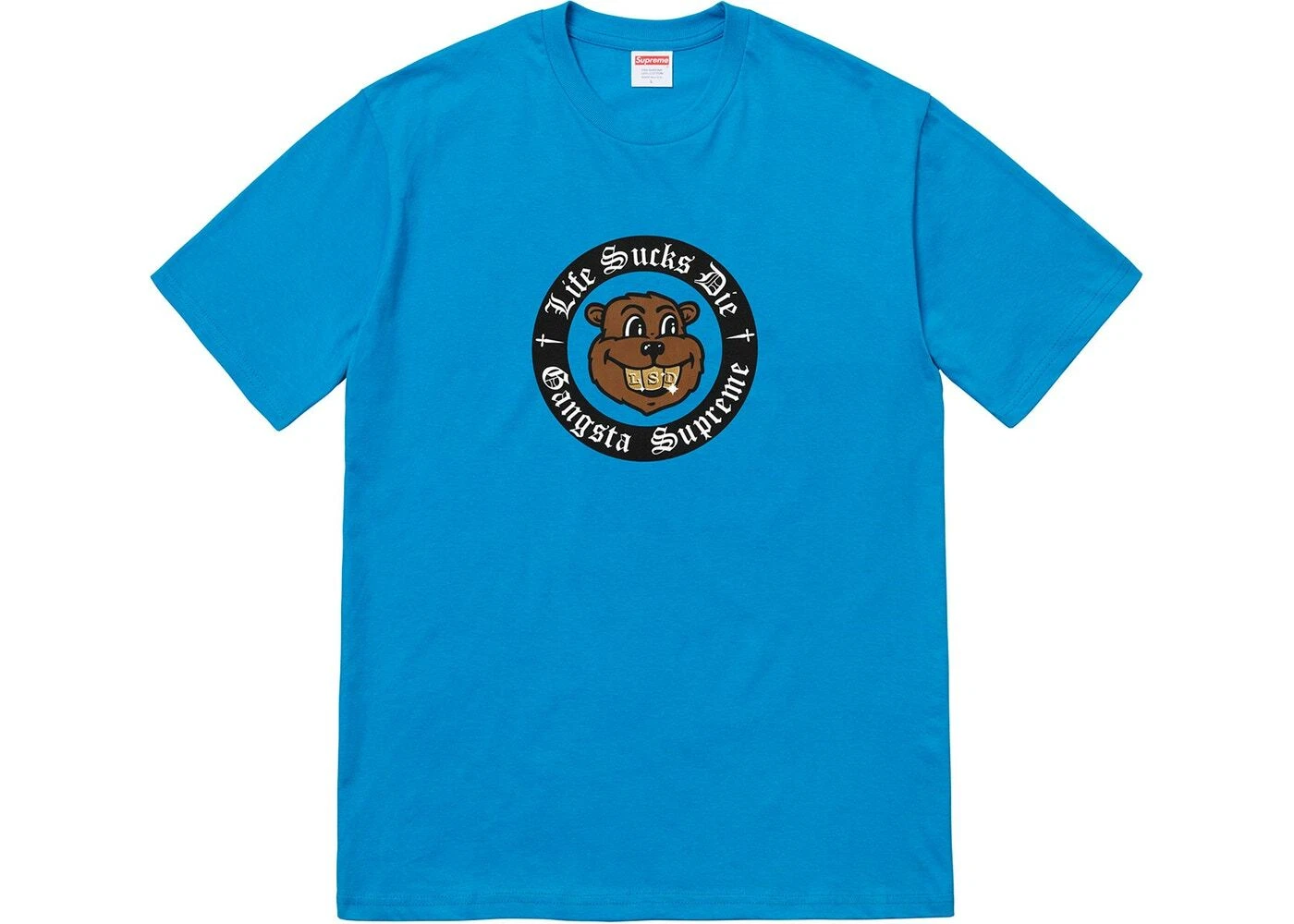 Grand tee shirt bleu vif Supreme Life Sucks Die LSD FW 18 EN MAIN LIVRAISON GRATUITE