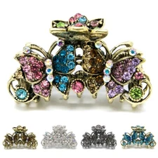 Elegant metal hair claw jaw rhinestones crystal butterfly clip hair accessories 