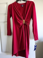 NWT Ralph Lauren Chaps Ruched Petite Dress Size 4P Burgundy Orig $69