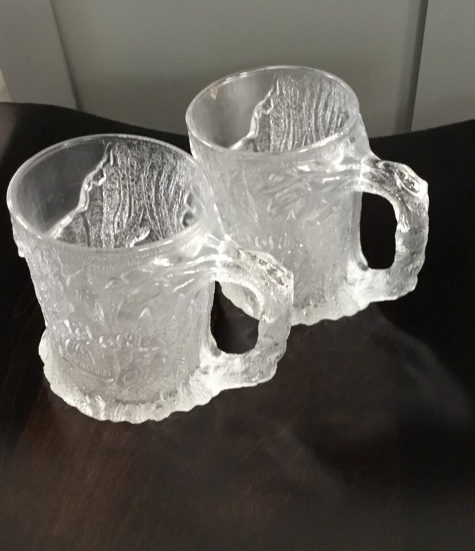 VINTAGE McDonald's Flintstones Set Of 2 Glass Rockdonald's Treemendous Mug 1993