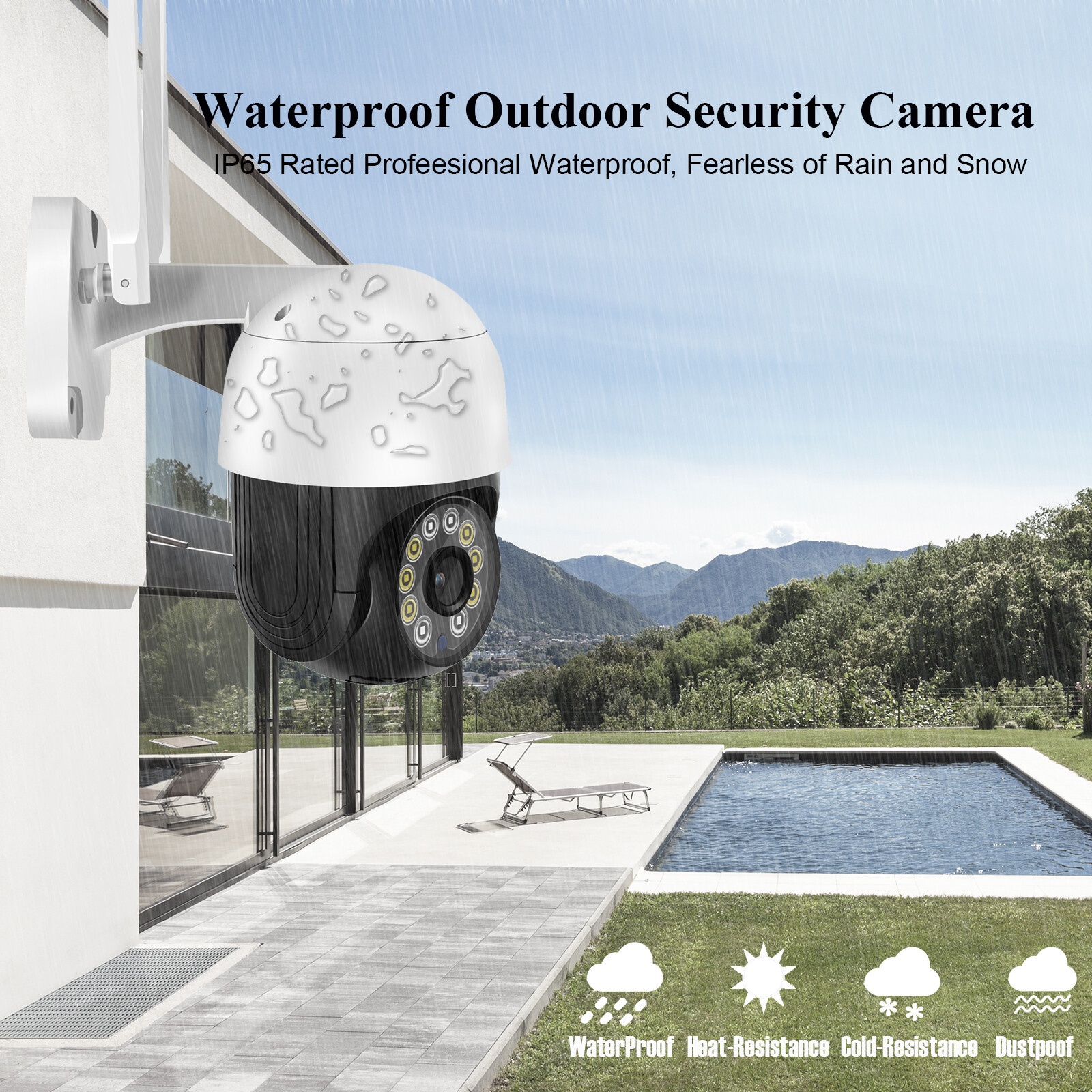 Security Camera Outdoor 1080P 355°Pan 90°Tilt WiFi Camera IP Camera Motion