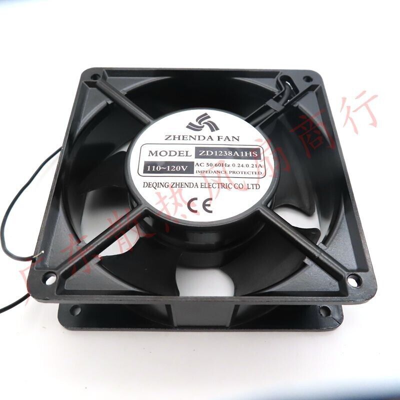 1 Pc. ZHENDA FAN ZD1238A1HS AC110-120V 12038 12cm 2 wire axial fan
